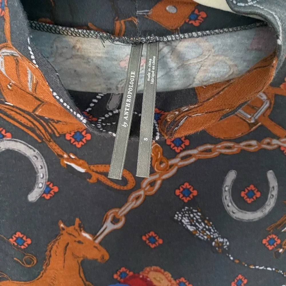 Anthropologie Horse and Horseshoe Print Top - Picture 3 of 4
